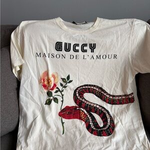 Gucci White T-Shirt with Black Label